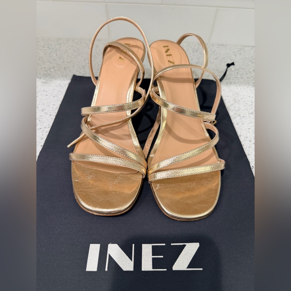 Inez Sofia Gold Strappy Heels